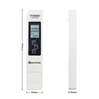 Prijenosni digitalni PH metar 0.00-14.0 pH tester TDS & EC metar termometar 0-9999us / cm 0-9999ppm 0.1-80.0 stupnjeva vode Qualit monitor