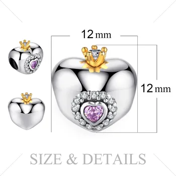 JewelryPalace Crown srce 925 sterling srebra perle, suspenzija srebra 925 Original za narukvicu srebro 925 originalni nakit