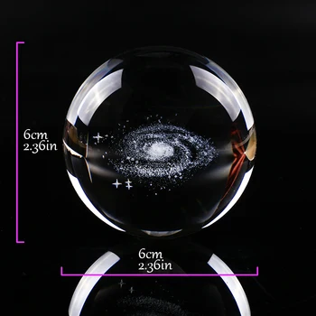 6 cm, promjer Globus Galaxy minijature kristalnu kuglu 3D lasersko graviranje kvarc staklena kugla Opseg uređenja doma pribor pokloni