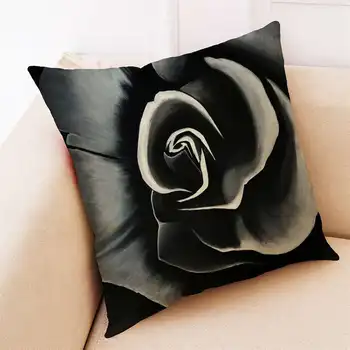 Crna ruža sjedalo crni i bijeli poliester bacanje jastučnicu automobil kauč na jastučnicu vanjski stolica struka jastuci torbica