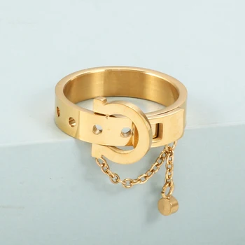 Luksuzni Crystal Šarm Zona Lančanog Prstena Zlatna Boja Nehrđajućeg Čelika Prst Prsten Za Žene Muški Nakit Za Vjenčanje Pokloni