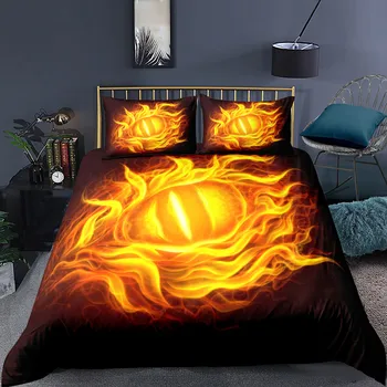 3D ispis deka plamen ne oblik Tigar Vuk lubanju glava vatru, posteljina, kućni tekstil mikrovlakana kreveta kit 220 x 240