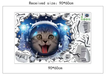 Svemirska mačka-3D naljepnice za zid moda home dekor kauč na tv-ukras je dnevnog boravka i velike veličine pozadine za dječju sobu Besplatna dostava