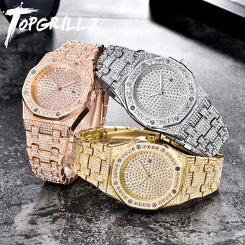 TOPGRILLZ luksuzni brand LEDENI OUT Watch kvarc zlatne hip-hop ručni sat sa Микропавой CZ Narukvica od nehrđajućeg čelika