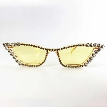Novi dijamant sunčane naočale Žena mačka oči vještački dijamant nakit i sunčane naočale, veliki okvir ocean leće, naočale UV400