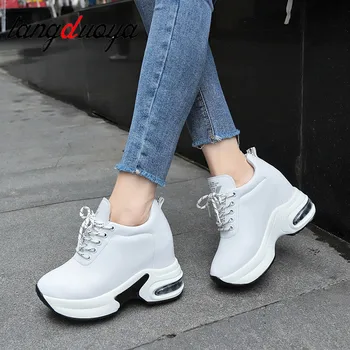 2020 žene jesen Casual cipele na platformu moda visoke potpetice žena klinovi tenisice i cipele Heigh povećanje vanjski bijele cipele