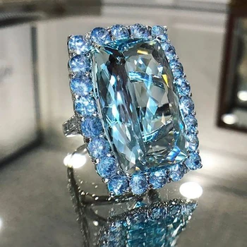Huitan prozirna svijetlo plava CZ žene prst prsten elegantan pribor za zabave visoke kvalitete vjenčanje vjenčanje stranke izjavu prsten