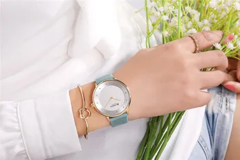 CURREN novi brand ženski sat 2019 zeleni remen od prave kože Reloj Mujer replika quartz satovi za žene Montre Femme