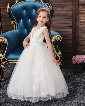 Flower girl haljina djevojke loptu haljina Princeza haljina djevojke vezenih rukava duga haljina dječje vjenčanje haljina je djevojka haljina