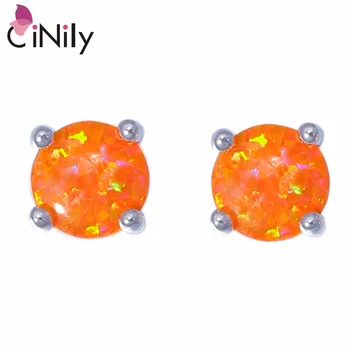 CiNily stvoren narančasta Vatreni opal посеребренная Veliko okrugli oblik za žene nakit za Vjenčanje naušnice 5 mm OH4479