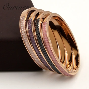 Novi brand narukvica visoku kvalitetu boja zlata nakit od nehrđajućeg čelika inlay CZ Crystal pismo plemenite žene pljuska narukvice 101