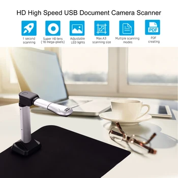 Aibecy BK51 A3 HD 16 Mega-piksela High Speed USB Scanner Document Camera Scanner Capture Size with LED Light for ID card
