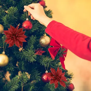 24шт mini-dupli sloj Božićno drvce viseće cvijeće ratana гирлянда umjetni cvijet dekor pad ukras na Božić