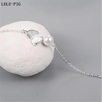 Lulu-svinja vruće narukvica 925 sterling srebra koreanska verzija Modni lijep lišća elegantan umivaonik Biser list narukvica ženska
