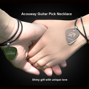 Acouwy gitaru izbor ogrlica od nehrđajućeg čelika sa crnim kožnim kruga / ribe konstelacija zodijaka ogrlicu na poklon gitaru stranke