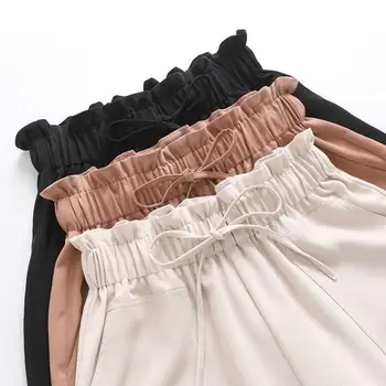 Kratke hlače Ženske s elastičan struk za uzice elegantne univerzalne kratke hlače u korejskom stilu ženske široke široke slobodno vrijeme moderan jednostavan