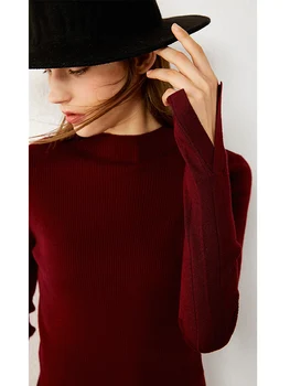 Amii minimalizam Jesen Zima ženski džemper moda Сплайсированные Slim Fit водолазка džemper za žene Majice 12040780