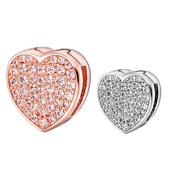 2020 valentine ' s New 925 Sterling Silver Beads Pavé Heart Clip Charm fit Original pandora narukvice žene DIY nakit