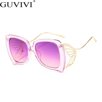 Guvivi Moda Prevelike Sunčane Naočale Žene 2019 Brand Dizajner Velike Kvadratne Sunčane Naočale Leptir Je Ukras Mačje Oči Nijanse Naočale