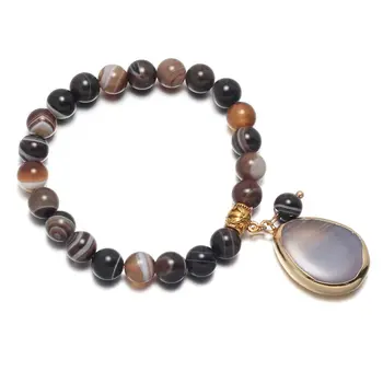 2020. prirodni kamen perle, narukvice полутон privjesak nakit za žene smeđa traka Агатен narukvice rođendanski poklon 18,5 cm