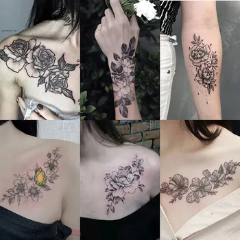 12 Listova Cvijet Tetovaže Naljepnice Ruka Sise Privremena Tetovaža Vodootporan Lažne Tetovaže