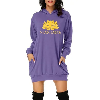 Moda Ženska odjeća Namaste Print majica ženski top dugi rukav majica jesen Ženski ručni haljina majica majica s-2XL
