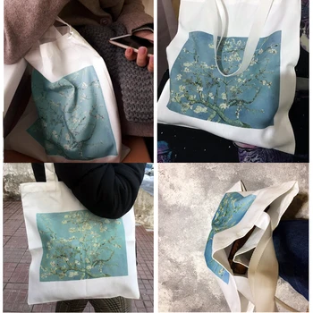 Van Gogh Shopping Bag grafički dobitnik Harajuku Shopper Bag žene platnu vrećicu ženski Ulzzang Funny Eco teška torbe