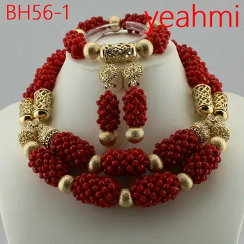 Besplatna dostava nigerijski perle vjenčanje nakit kit vjenčanje Dubai zlatna boja nakit setovi Afrički perle komplet nakita BH56-2