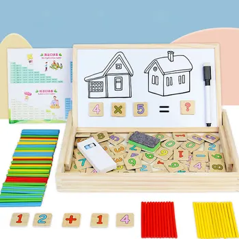 Dječji magnetska zagonetke matematika pisanje drvena ploča obostrano odbora predškolske trening edukativne igračke za djecu