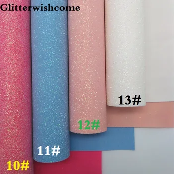 Glitterwishcome 30X134CM Mini Roll sintetička koža, Fluo Fine Glitter Leather s Лайкровой podloge vinil za lukove, GM053