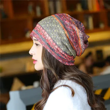 2 Upotrijebite žena predložak za ispis Kapa moda svakodnevni elastična pamuk Kapa-šešir s turbanom na jesen zimu vratne maramicu šešir hip hop kapa