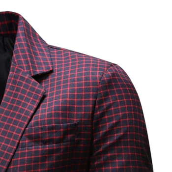 Muški Kockice Kockice Odijelo Blazer 2020 Proljeće Novi Slim Fit One Button Usjek U Prsima Casual Deily Dress Suit Jacket Blazer Masculino
