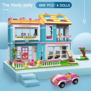 Tajna prijatelji stablo kuća grad gradivni blokovi djevojke DIY polaganje cigle igračke za djecu s figurama lutke i automobili