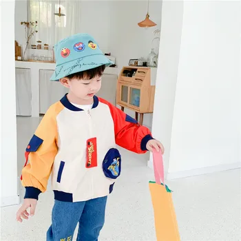 Nova proljeće i jesen Chirdren odijelo dječak moda ptica baseball jakna+Jean hlače crtani Dječja moda zima vuna skup ST20001