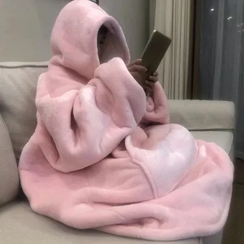 Zime su tople debele TV sa kapuljačom, džemper deka runo unisex ultra pliš deka hoodie div džep za odrasle runo ponderirani deke