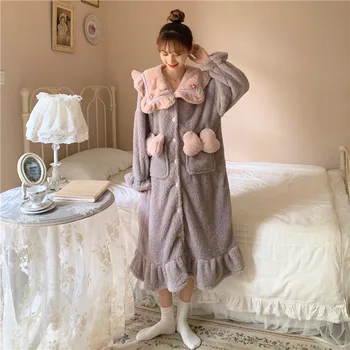 Jesen i zima spavaćica japanska kimona ženska коралловая runo spavaćica debeli ogrtač udoban kućna odjeća svakodnevni юката пижама