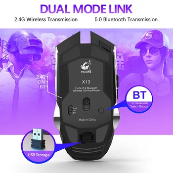 X13 2.4 G Bluetooth Wireless Mute punjiva mehanički gaming miš za laptop
