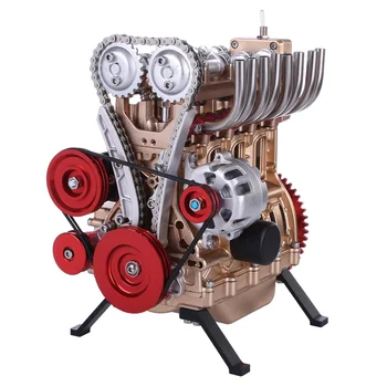 Novi Teching Custom Mini Inline Four Cylinder Car Engine High Level Metal DIY Assembly Model Toy Poklon - Luksuzni Gold + Red