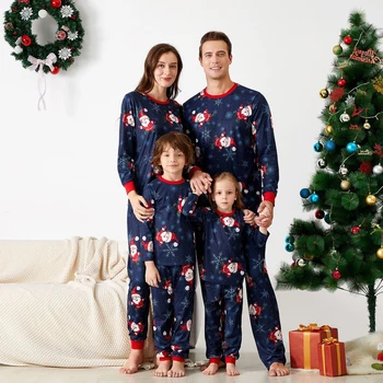 Nova Obitelj Odgovarajuće Božićne Pidžama Setovi Božić Odrasla Otac Majka Kćer Djed Mraz Ispis Pidžama Pidžama Odjeća Odijelo