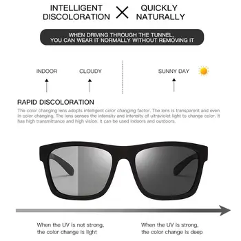 LongKeeper novi polarizovana photochromic sunčane naočale marke dizajn muškarci vožnje promjenom boje sunčane naočale anti-UV četvrtaste naočale