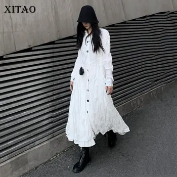 XITAO nepravilnog haljina moda nova bijela jednokrevetna grudi pun rukav 2020 jesen božica ventilator casual stil slobodne haljine ZP3683