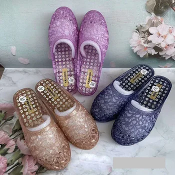 Koreja ljeto žele papuče žena Crystal ljeto klinovi cipele kući nosi slajdova выдалбливают protiv klizanja za žene zatvoriti čarapa