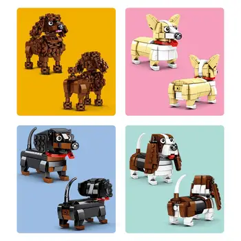 Pet Dog Model Building Blocks jazavčar cigle corgi dječje igračke za djecu dar pudlica djevojke Božićni pokloni Mops životinja