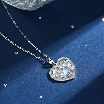 Eudora 925 sterling srebra Drvo Života privjesak ogrlica sedef mudra sova ovjes srce CZ nakit za žene dar stranke