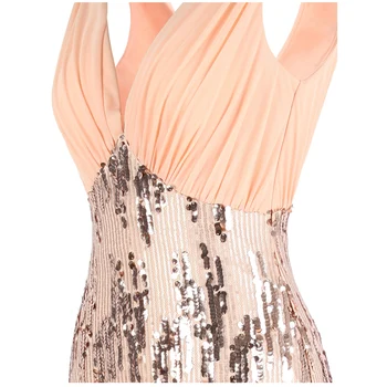 Angel-fashions V-izrez плиссированное večernja haljina formalne šljokice vjenčanicu Koralja 465