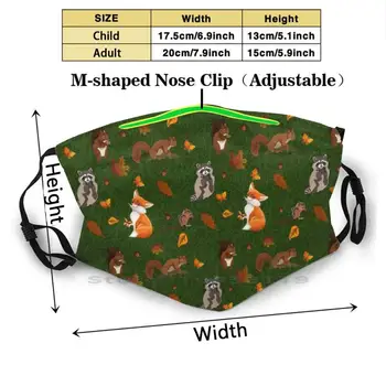 Životinjice Predložak Zelena Odrasle Djece Prati Smiješne Maske Za Lice Sa Filterom Stvorenju Predložak Lisica Rakun Proteini Chipmunk Lišće