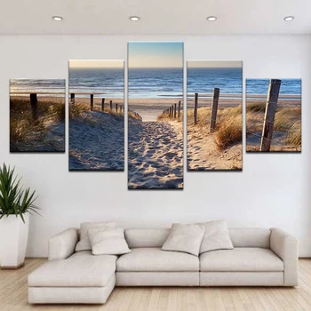Platno slike zid umjetnosti HD ispis okvir 5 komada plaža Landscace fotografije pješčane dine u Sjevernom moru plakata dekor dnevni boravak