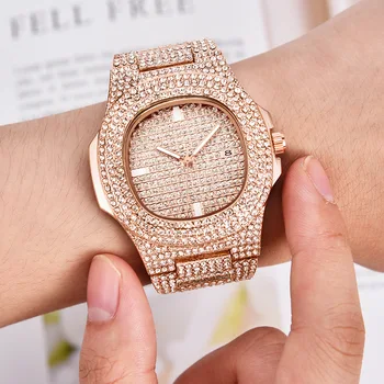 Mens Ledeni Out luksuzni datum Kvarcni ručni sat sa Микропавой CZ sat od nehrđajućeg čelika za žene muški nakit