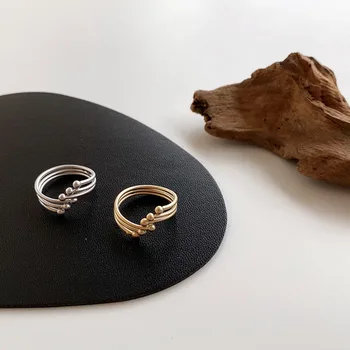 SRCOI tri lopte geometrijski zlato srebro boja metala podesivi prsten moda rafting modni jednostavan sferne vanjski prsten za žene