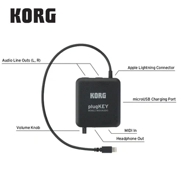 Korg Plugkey Mobile MIDI / Audio Channel Audio Plug-In; reprodukcija iPhone/iPad koristeći bilo koji tipkovnice